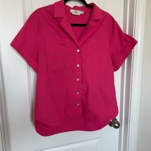 Short-Sleeve Button-Down Shirt in Fuchsia by J.Crew